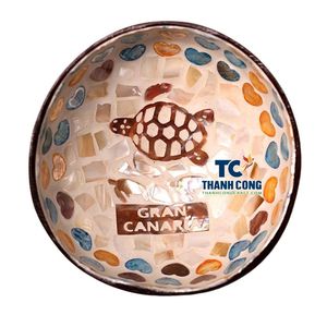 Cuenco de Nácar al Precio Más Bajo, Tema Oceánico, Incrustaciones de Tortuga Marina, Mosaico, Recuerdo Artesanal - Product Image 1