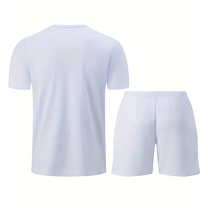 White Color 2 Pcs Outdoor Running Fitness With Pocket Summer <b>Short</b> Sleeve <b>Compression</b> T-Shirt <b>Shorts</b> Set BY AMAZING INDUSTRIES - Product Image 2