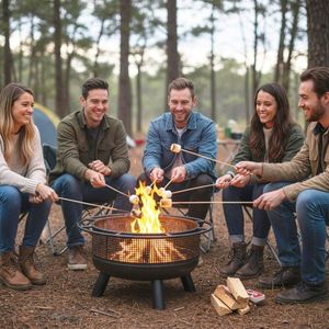 Braciere da Esterno a Legna da 24 Pollici con Schermo a Rete, Elegante Elemento Decorativo per Riunioni all'Aperto - Product Image 2