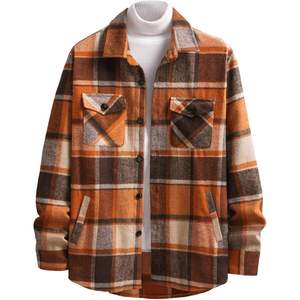 Chaqueta con Capucha de Franela Premium para Hombre, Mezcla de Algodón a Cuadros, Forro Polar Sherpa, Chaqueta de Invierno con Logotipo Personalizado, Cálida, Informal, para Exteriores - Product Image 6