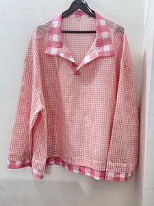 <b>Men's</b> <b>Pink</b> Gingham Check Casual <b>Shirt</b> Full Sleeve Turn-down Collar Breathable 100% Cotton Summer Hand Drawn Woven Fabric - Product Image 2
