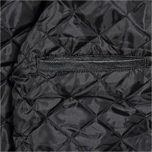 Chaqueta de invierno de moda y alta calidad con mangas de cuero genuino para hombre, con logo bordado en chenilla, unisex. - Product Image 4
