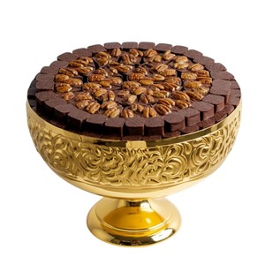 Bol à chocolat décoratif au design attrayant, bol sur piédestal doré orné, élégant pour offrir en cadeau et pour les occasions spéciales, arrangement de desserts - Product Image 1