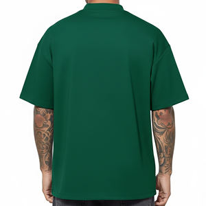 Camiseta de Algodón Verde Extra Grande para Hombre, Manga Corta, Cuello Redondo, Color Sólido Informal, Transpirable, con Logotipo Estampado en la Parte Delantera - Product Image 2