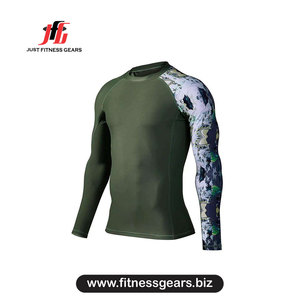 Rashguard à manches longues pour homme, en Spandex et Polyester, séchage rapide, sans coutures, gris - Product Image 3