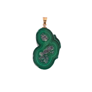 Pendentif en malachite naturelle, stalactite, laiton plaqué or, 11,7 g, pierre verte unique - Product Image 1