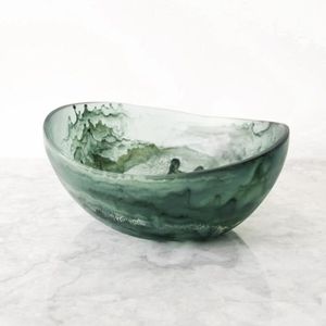 Bol en céramique artisanal écologique avec motif marbré turquoise, plat moderne sous glaçure pour la maison, service de table, cadeau - Product Image 2