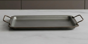 Handmade <b>Large</b> Silver <b>Tray</b> With Handle Decorative Food <b>Serving</b> <b>Trays</b> American Style Customized Border Design Rectangular <b>Tray</b> - Product Image 4
