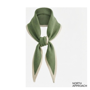 NORTH APPROACH Women's Solid <b>Green</b> <b>Silk</b> Scarf Short Length Simple Style Autumn Daily Wear Accessory - Product Image 1