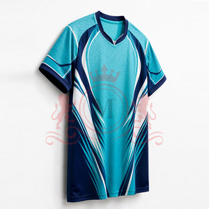 Camiseta de Fútbol Geométrica Color Verde Azulado para Hombre, Manga Corta, Cuello en V, Absorbe la Humedad, Poliéster, Ajuste Atlético, para Todas las Temporadas - Product Image 2