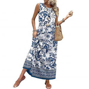 Vestidos de Verano WIHOLL para Mujer 2026, Vestidos Largos Fluidos con Corte en A, sin Mangas, con Bolsillos - Product Image 1