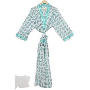 Kimono ligero de algodón para uso diario, kimono con cuello en V, diseño sencillo y estampado floral para dormir. - Product Image 1