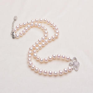 Collar de Perlas de Agua Dulce Naturales de 7-8 mm, Casi Redondas, de Alta Brillantez, Estilo Emperatriz Occidental Saturno, con Microdefectos, de Tilian Pearl - Product Image 1