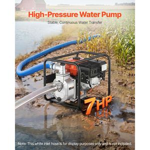 Pompa d'Acqua Portatile a Benzina 7HP 2-in-1, 158 GPM, per Trasferimento Acque Semi-Sporche, con Tubo di Scarico da 25 Piedi - Product Image 2
