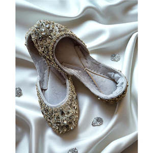 Último Modelo 2026, Zapatos Khussa Indios Pakistaníes con Pedrería y Bordado a Mano, Zapatos Planos Elegantes para Novia, para Chicas - Product Image 2