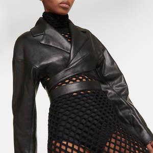 Vestes en cuir pour femmes à étiquette privée personnalisée, avec 2 poches latérales personnalisées, vestes en cuir courtes pour femmes - Product Image 6