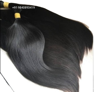 ผมต่อแบบเส้นเดียวตรงธรรมชาติสีดำอินเดียแท้ชนิด Remy พร้อมตะเข็บเย็บสองชั้นด้วยเครื่องจักรสำหรับการต่อผม - Product Image 1