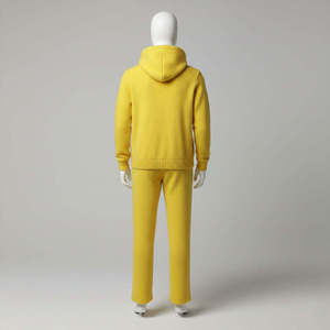 Conjunto Deportivo de Felpa Amarillo para Hombre, Sudadera con Capucha y Pantalones Jogger Texturizados, Logotipo Personalizado, Venta al Por Mayor - Product Image 5