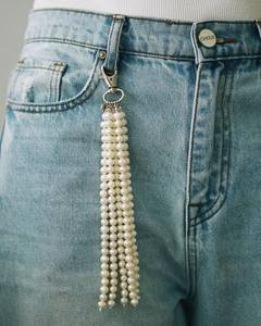 Pink Flower Pearl Bead Keychain <b>Charm</b> Women Bag Pendant Jeans Belt Loop Accessories Y2K Beaded <b>Keyring</b> Fashion Jewelry Gift - Product Image 6