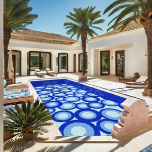 Mosaico de Lujo para Piscina, Superficie Antideslizante de 10 mm de Grosor, Acabado Brillante, Diseño Tradicional, Mejora el Ambiente Junto a la Piscina, Apartamento - Product Image 1