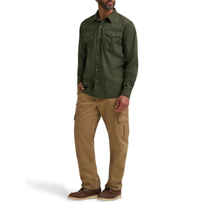 Pantalones Cargo Color Caqui para Hombre, Estilo Trabajo, Pierna Recta, Múltiples Bolsillos, Pantalones Casuales - Product Image 3