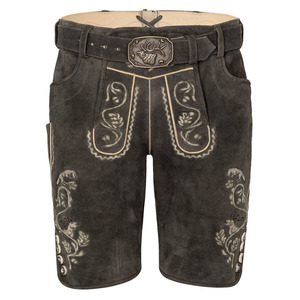 Pantalones Cortos Bávaros Tradicionales para Hombre, Estilo Oktoberfest, Color Marrón Sólido Vintage, Tela Satinada, Casuales Elegantes, Anti-UV - Product Image 1