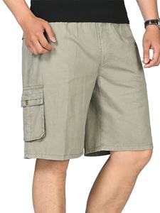 กางเกงขาสั้นผ้าฝ้ายของผู้ชายกางเกงคาร์โก้ทรงหลวมเอวยางยืดลาย6XL ลำลองแบบผูกเชือกฤดูร้อน - Product Image 3