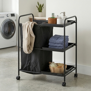 Carrito de almacenamiento utilitario de metal de 3 niveles de calidad OEM, muebles de almacenamiento para el hogar para cocina, herramientas de garaje para proyectos de bricolaje, venta de fábrica - Product Image 1