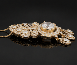 Collier pendentif broche de luxe en diamant de laboratoire non taillé pour femme, convertible en broche et pendentif, bijou de déclaration nuptial - Product Image 2