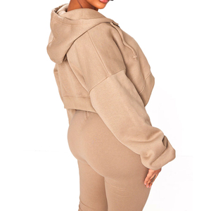 Haut court zippé pour femme, tendance, avec capuche, dernier design, respirant, vêtements de sport, crop top à capuche pour femme - Product Image 5