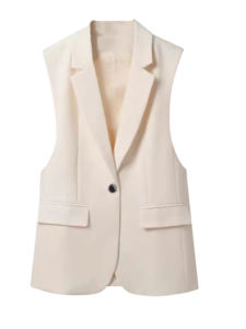 Gilet élégant en laine pour femme avec boucles métalliques, nouvelle collection 2026, idéal pour les costumes printemps/été - Product Image 6
