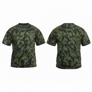 เสื้อยืดแขนสั้นพิมพ์ลายพรางแบบคอวีทรงหลวมใส่สบายสั่งทำได้ เหมาะสำหรับกิจกรรมกลางแจ้งและการฝึกซ้อม - Product Image 4