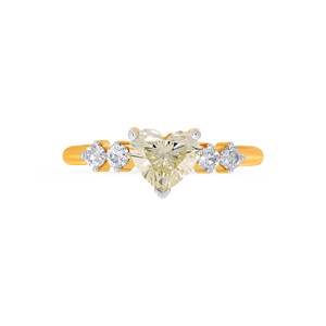Bague solitaire Eternal Love, Bague solitaire The Golden Horizon en or 18 carats avec une couronne de diamants brillants - Product Image 3