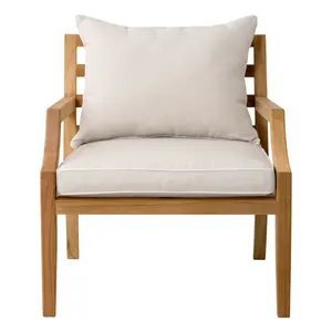 Sillón Chaise Longue de Madera de Teca Reciclada de Alta Gama, Diseño Moderno, Relleno de Espuma, Cubierta de Tela, para Uso en Interiores/Exteriores, Sala de Estar, Villa - Product Image 6