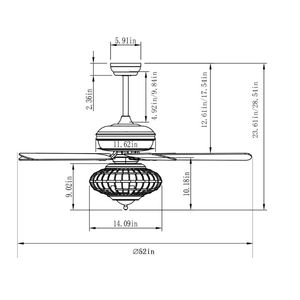 Ventilatore da soffitto da 52 pollici con pale in legno, telecomando e motore DC silenzioso - Product Image 6
