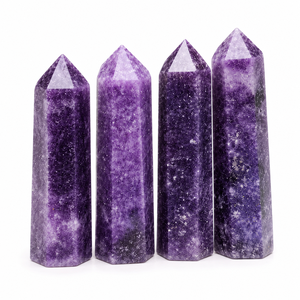 Genuine <b>Top</b> Quality Natural Lepidolite Tower <b>Crystal</b> Point Polished Purple Gemstone For Healing Reiki Meditation Home Decoration - Product Image 1