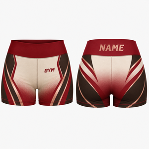 Shorts de sport pour femmes à taille haute avec imprimé géométrique, personnalisation du nom, séchage rapide, spandex, polyester, shorts de sport pour la salle de sport - Product Image 1
