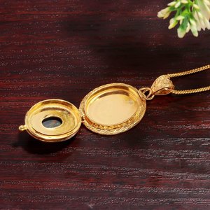 Elegant Aurora Opal Rutile Quartz <b>Locket</b> Pendant Gold Plated Sterling Silver Jewelry Gift - Product Image 3