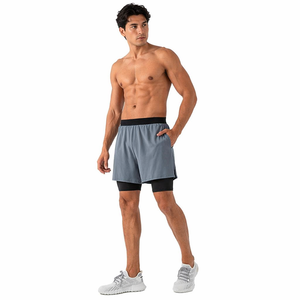 Shorts de sport pour hommes, séchage rapide, respirants, légers, en Spandex/Polyester, taille mi-haute, fermeture élastique, poches, pour la course à pied - Product Image 4
