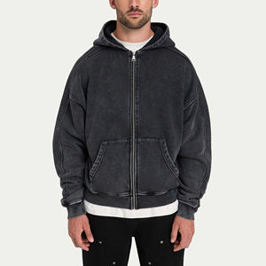 Sudaderas con capucha personalizadas con lavado ácido, serigrafía, estampado en relieve, bordado, efecto lavado, estilo urbano, sudaderas con capucha lisas con lavado mineral al por mayor para hombre - Product Image 6