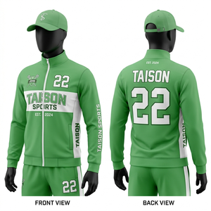 ชุดวอร์มลาครอสชาย ผ้าโพลีเอสเตอร์อินเตอร์ล็อคพรีเมียม 280 GSM สีเขียว ชุดซิปเต็มตัว พร้อมสกรีนโลโก้ ชื่อ และหมายเลขแบบกำหนดเอง - Product Image 5