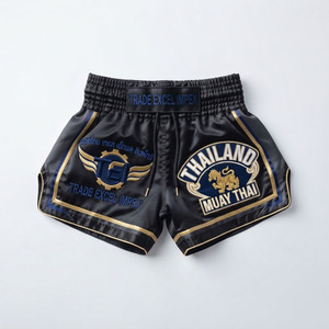 Shorts de kickboxing respirants haute performance de qualité compétition pour les combattants professionnels, shorts thaïlandais de couleur unie pour usage occasionnel - Product Image 3