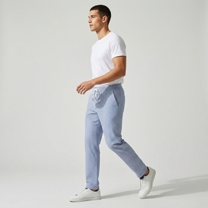 <b>Men</b> Striped Lounge Pants Drawstring <b>Elastic</b> Waist Lightweight Woven <b>Trousers</b> Casual Resort Sleepwear - Product Image 1