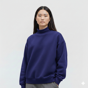 Sudadera de cuello alto para mujer, esencial de lujo discreto, suave y cómoda, ropa casual elevada - Product Image 1