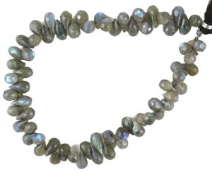 Pierres précieuses en Labradorite naturelle de 9 pouces de Long, perles de Briolette à facettes en forme de goutte d'eau, véritable feu bleu - Product Image 1