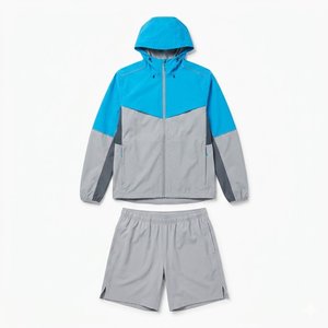 Nouvel ensemble coupe-vent en nylon pour homme avec logo personnalisé, respirant, survêtement à capuche et short, idéal pour l'entraînement sportif et le jogging - Product Image 1