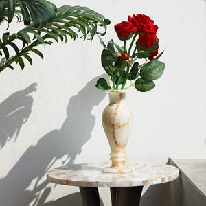 Pots et vases traditionnels en marbre onyx de luxe, sculptés à la main, écologiques, durables, pour une utilisation intérieure/extérieure à la maison et au jardin - Product Image 1