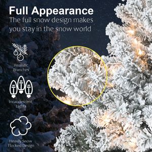 Albero di Natale innevato preilluminato da 180 cm con 250 luci bianco caldo, rami in PVC di alta qualità, effetto neve realistico - Product Image 5