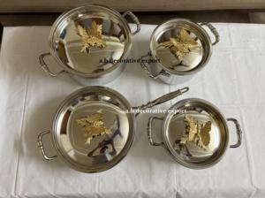 Luxury Gold Hammered Casserole <b>Pan</b> Pots Set Europe Decorative Butterfly <b>Lids</b> Premium Stainless Steel Eco-Friendly Gas Induction - Product Image 5