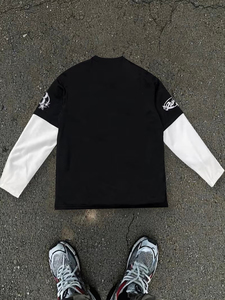 T-shirt de sport surdimensionné personnalisé pour homme, manches longues, impression de numéro, streetwear, coton et polyester, chemise décontractée - Product Image 4